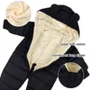 Lzh höst vinter barn overall födda baby pojkar tjock bomull jumpsuit för tjejer hooded romper spädbarn kläder 3-12m 211229