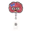 Simpatici portachiavi rosa cuore rosso cervello cervello strass medico ID porta badge bobina retrattile per la decorazione276z