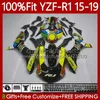 OEM FAIENINGS FÖR YAMAHA YZF-R1 YZF1000 YZF R 1 1000cc 15-19 Kropp 104no.0 YZF R1 1000 C YZFR1 15 16 17 18 19 YZF-1000 2015 2016 2017 2018 2019 Injektion Bodywork Rainbow Black