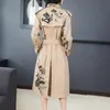 Fashion Autumn New High Quality Casual Fashion Women Loose Plus Printing Double breasted Lapel Trench Coat LJ200903