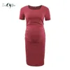 Pack van 3 stks Dames Side Ruched Maternity Kleding Bodycon Jurk Mama Casual Korte Mouw Wrap Jurken Dameskleding Plus Size LJ201123