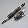 Ballpoint en gros en gros de haute qualité Rolleball Black Resin Fountain Poll avec numéro de série et gaine en cuir