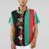 Mode hommes chemise hawaïenne revers manches courtes imprimé Patchwork bouton blouse décontractée vacances Streetwear Camisa Masculina269N