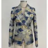 HAUTE QUALITÉ Nouveau Designer De Mode Blazer Veste Femmes Lion Boutons En Métal À Double Boutonnage Couleurs Peinture Jacquard Blazer 201106