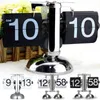 Flip Digital Clock Kleinschaal Tabel Retro Roestvrijstalen Interne Gear bediende Quartz Home Decor 220113