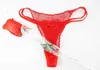 Valentine Rose Thongs Gift Pack voor vrouw Sexy Red Flower Thongs Lace slipje G-string y Back T-back Lingerie Briefs Hipster-ondergoedgeschenken Erotische designer Sokken