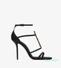 Sandalet Yaz Kadın Sandalet Marka Ayakkabı Siyah Patent Deriler Sandal Opentoe Seksi Ince Topuklu Ayak Bileği Kayışı Bayan Mektup Sandalies 4ecx