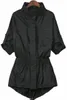 Spring Autumn Trench Coat Fashion Women Thin Windbreakers Plus Size Turtleneck Black Streetwear Outerwear 201030303030