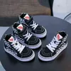 Children autumn canvas shoes boys and girls high-top embroidery trendy 220208