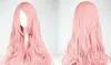 Saco pequeno feminino com franja e longa peruca de cabelo encaracolado rosa rolando temperamento macio