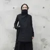 [EAM] 2021 nouvelle mode hiver Stand plomb irrégulier Long Type coton rembourré vêtements manteau ample solide noir veste femme YA771 210203
