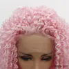 Afro kinky Curly full syntetiska peruker rosa färg simulering mänskligt hår perruques de cheveux funska peruk 19326-2317 #