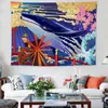 Japonais Kanagawa Vagues Imprimé Tapisserie Suspendue Baleine Arowana Cerf Serpent Totem Tapisseries Murales Boho Couvre-lit Couverture Y200324