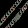 20 mm Iced Cuban Oval Link Diamond Chain Halsband Armband 14K Två ton Rose Gold/White Gold Cubic Zirconia Jewelry Mariner
