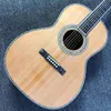 Custom Solid Cedar Top Round Body Acoustic Electric Guitar OOO Styl Ebony Fingerboard Headstock może być dostosowane logo