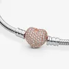 925 Sterling Silver Beaded Strands Heart CZ Snake Chain Bracelet for Pandora Beaded Women Designer Fashion Jewelry Gifts