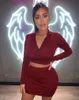 2022 Spring New Women Night Club Party Dresses Zipper Low Chest Elastic Tight Fitting Sexy Jacket Short Skirt Two Piece Set