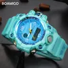 BOAMIGO Brand Women Sports Watches Multifunction Dual Display Watches Fashion Digital Wristwatches Waterproof Relogio Feminino 201116