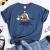 Kvinnor Sloth Hiding T Shirt I Quilt och Kaffe Skriv ut T-shirts för Kvinnor Vintage Short Sleeve Top Punk Casual