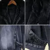 Vintage Nit Kobieta Winter Lining Fałszywe futrzane obroża dżinsy płaszcza swobodna odzież wierzchnia luźna gęsta ciepła dżinsowa kurtka kobiet 201106