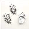 Lot 50 sztuk Heart Model Stop Tybetański Silver Charms Wisiorki Retro Biżuteria Dokonywanie DIY Antique Silver Wisiorek Dla Bransoletki Kolczyki 25 * 15mm