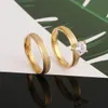 Gold Color Wedding Rings Frost Band Ring For Women Men Dull Polished Couple Engagement Promise Jewelry