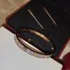 Topp finmärke Pure Sterling Sier smycken för kvinnor Skruvmejsel tjock design rosguld diamant kärlek Bangle Bröllop Engagemang Skruvarmband