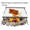 TEENRA 1Set Portable Barbecue Grill Pour L'extérieur En Acier Inoxydable Barbecue À Charbon De Bois Pour Camping Grill Cuisson Cuisinière Outils T200110