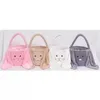 Party Pasen Konijn Mand Lange Oren Pluche Easters Eieren Emmer Bunny Smile Face Candy Gift Bag Festival Party Handtas voor Kids Gratis DHL FHH21-881