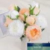 Artificial Flowers Peony Silk Bouquet Branco Big Head e Bud bonito Falso Flores para o partido Casamento Casa Mesa-de-rosa Decoração
