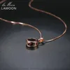 Lamoon Crystal Halsband för kvinnor Naturlig rund granat 925 Sterling Silver Chain Pendant 18K Rose Gold Plated Fine Smycken Ni064 Q0531