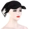 Szerokie brzegowe czapki 1PC Kobiety Durag Cap Visor z wstępnie związanymi czapkami turbanowymi Szalik Hidżab Pure Kolor muzułmańska plaża wakacje na zewnątrz elo