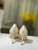 트렌드 새로운 2022 패션 신발 섹시한 장식 조각 얕은 여성 뾰족한 메쉬 결혼식 신발 3 발 뒤꿈치 유형 선택 사항