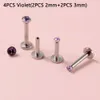 4pcs CZ Gem Labret 316L 수술 강철 내부 스레드 지르콘 립 링 크리스탈 귀 Tragus 연골 귀걸이 피어싱 16g q jllsvn