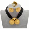Anniyo DIY Rope Chain Ethiopian Jewelry Set Gold Color Eritrea Ethnic Style Habesha Pendant Earrings Ring 217106 2011252718499