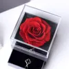 Decorative Flowers Eternal Rose Decoration Red Ecuador Gift Box Can Put Ring Valentines Day Birthday Gifts for Women