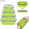 4st/set Collapsible Portable Lunchbox Middag Silikon Folding Bento Lunch Box Meal Food Container för Kitchen 201015