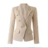 Nuovi blazer da donna firmati cappotti testa di leone bottoni dorati giacca doppiopetto blazer da ufficio slim da donna di alta qualità