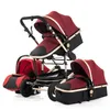 Poussette de luxe 3 en 1 pour bébé, landau portable multifonctionnel pour nouveau-né, double face, paysage haut