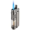 Visible Gas Window Torch Cigar Lighter Jet Butane Metal Turbo Lighter Portable Spray Gun 1300 C Windproof Pipe Gadgets For Men