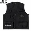 Hip Hop Combat Gilet Cargo Veste Streetwear Hommes Harajuku Gilet Tactique Bomber Gilet Militaire Utilitaire Gilet Multi Poches 201120