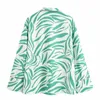 nouvelles femmes vintage rayé vert imprimé kimono décontracté chemises à manches longues blouses de poche femmes loisirs roupas femininas tops LJ200812