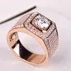 Moonrocy Wedding Rings Rose Gold Color Sieraden voor mannen 2 karaat Crystal Big Size Rings Gift Drop Whole4813589