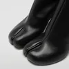 Nuovo marchio di moda di design punta divisa in vera pelle da donna grosso rotondo tacchi alti stivali da donna inverno Tabi scarpe stivaletti 201105