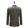 Herrenanzüge Blazer Party Prom Männer Bühnenkostüm Slim Fit Leopardenmuster Jacquard Smoking Jacke Bankett Ball Sänger Gastgeber Dan236r