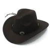 Moda lã mulheres homens fedora chapéu para cavalheiro western cowboy cowgirl jazz boné com diy couro toca sombrero cap y200110