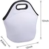Decoração de festa sublimação em branco em branco reutiliza bolsa de neoprene bolsa isolada lancheira macia com design de zíper para o trabalho escolar fy3499