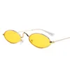 90er Jahre Rote Gläser Schmale Kleine Runde Frauen Männer Sonnenbrille Vintage Marke Designer Winzige Metallrahmen Flache Linse Oval Glasses1