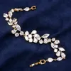 Designer Cubic Zirconia Women Jewelry Flower Chain Armband Bangle For Brides Fashion Leaf Weddal Brud Smyckesflickor Kedjor AL8159