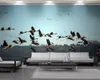 3d maison papier peint 3d moderne salon papier peint troupeau d'oiseaux volants paysage romantique décoratif soie 3d papier peint Mural